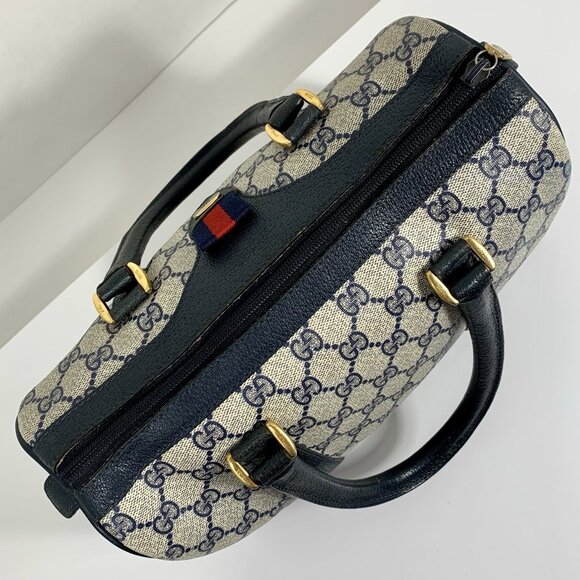 VTG GUCCI Speedy Boston Shoulder Handbag GG Navy Accessory Collection - Picture 11 of 16
